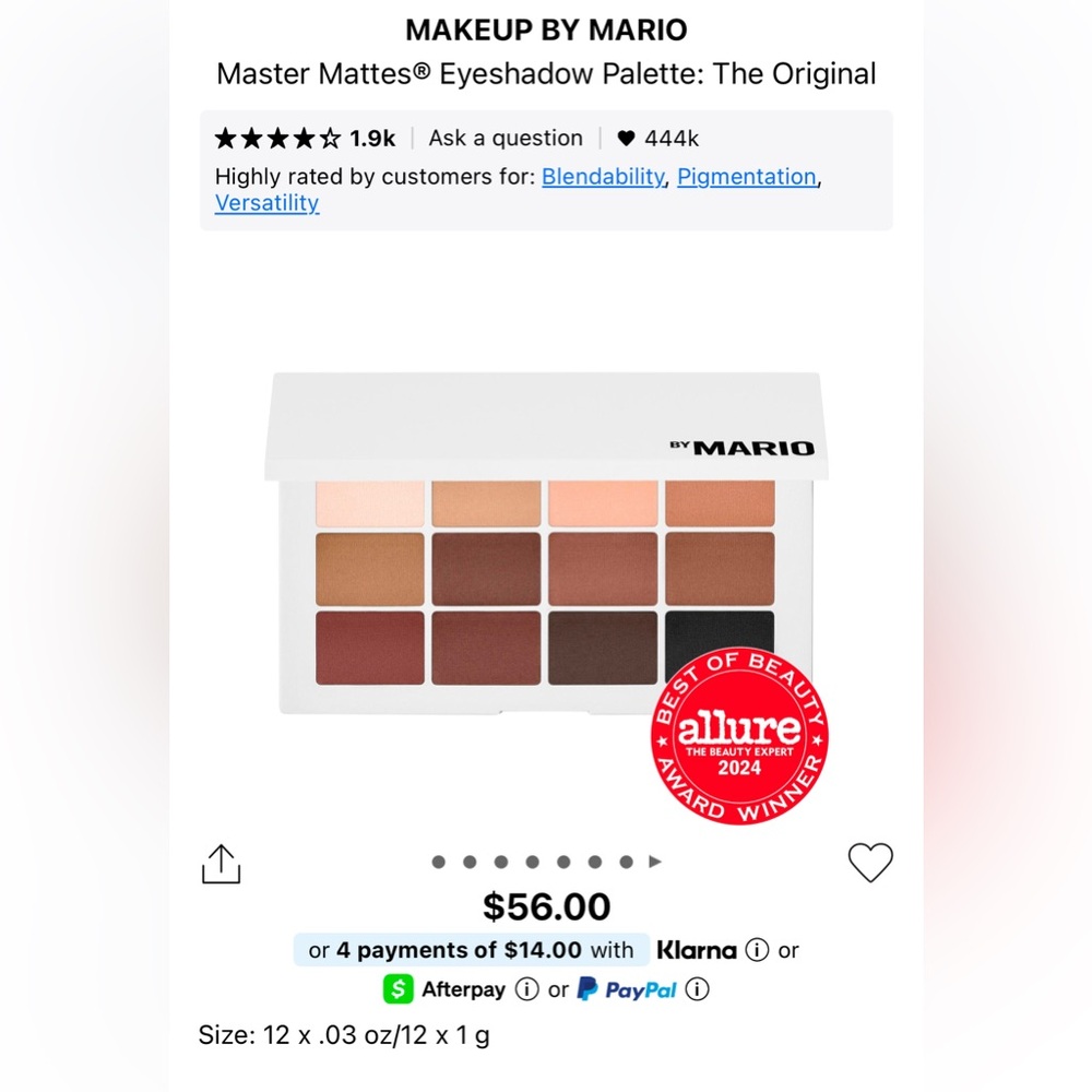 Makeup By Mario Neutral Brown Matte Eyeshadow Palette
